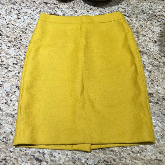 J Crew Lime Green/Yellow Wool No 2 Pencil Skirt 0 - Picture 2 of 10
